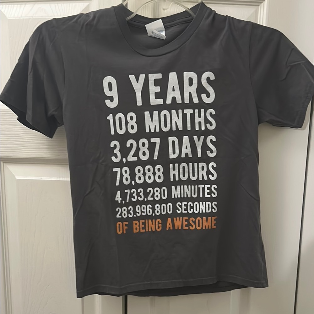 Gray Kids T-Shirt with Fun Print 9th Birthday